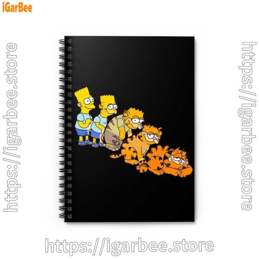 0 bart turning into garfield black notebook