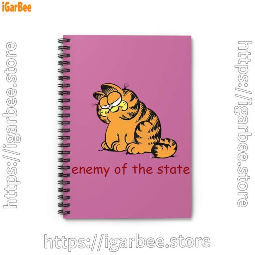 0 enemy of the state garfield pink notebook