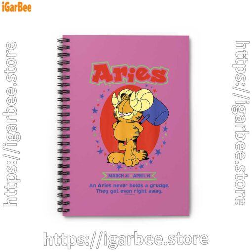 0 garfield aries pink notebook