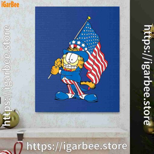 0 garfield black flag blue canvas