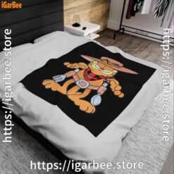 0 garfield cowboy with spoon and fork black blanket