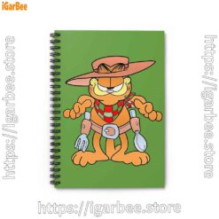 0 garfield cowboy with spoon and fork green notebook