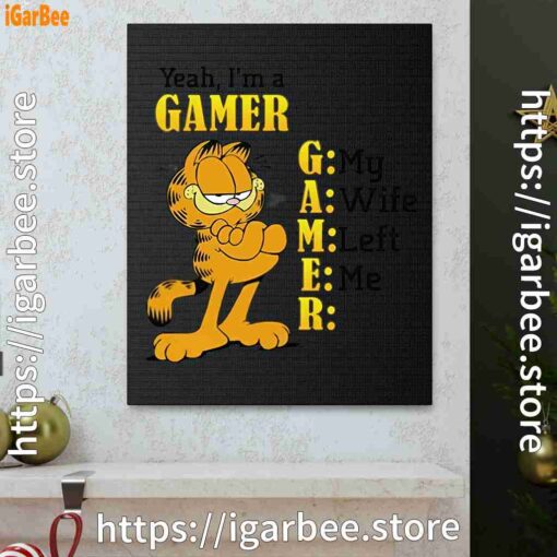 0 garfield gamer black canvas