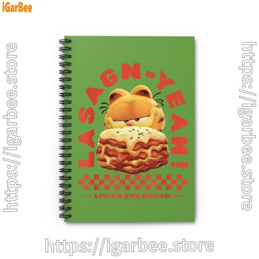 0 garfield lasagna yeah green notebook