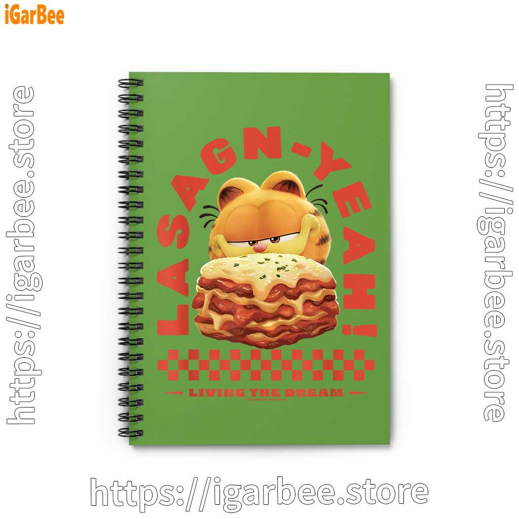 garfield lasagna yeah green notebook garfield lasagna yeah green notebook