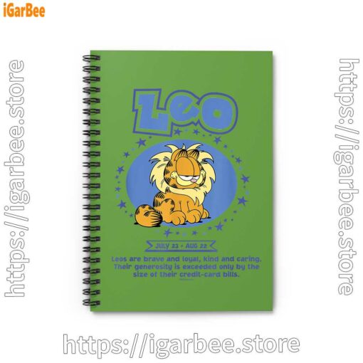 0 garfield leo zodiac sign horoscope humor green notebook