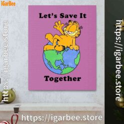 0 garfield let's save it together pink canvas