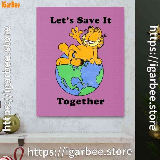 0 garfield let's save it together pink canvas