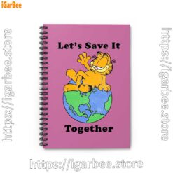 0 garfield let's save it together pink notebook