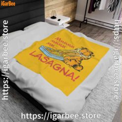 0 garfield mmm lasagna is life yellow blanket
