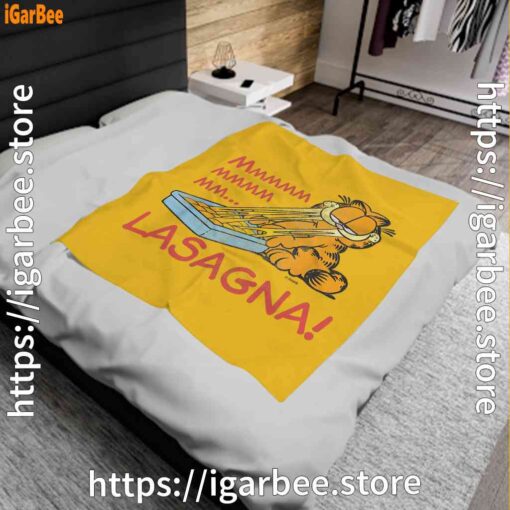 0 garfield mmm lasagna is life yellow blanket