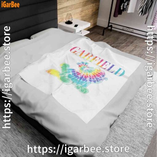 0 garfield tie dye white blanket