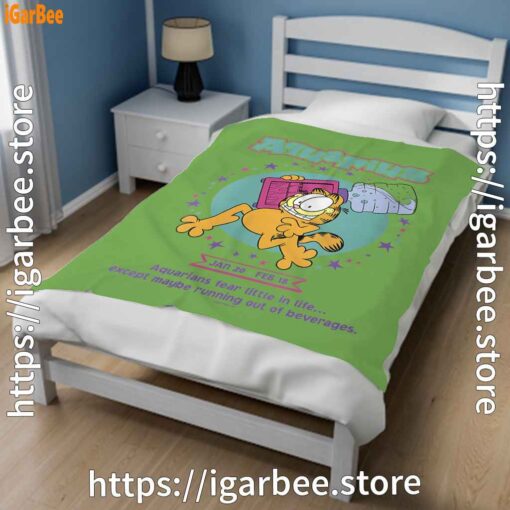 1 garfield aquarius green blanket