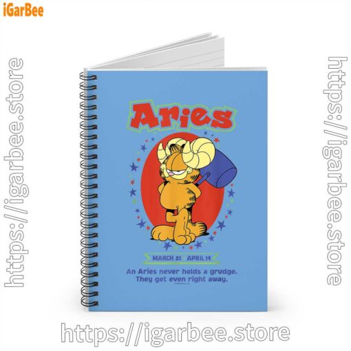 1 garfield aries blue notebook