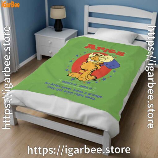 1 garfield aries green blanket