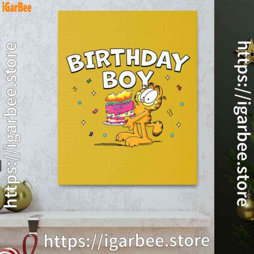 1 garfield birthday boy cake confetti celebration yellow canvas