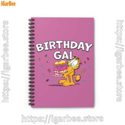 1 garfield birthday elebrating big chest pink notebook