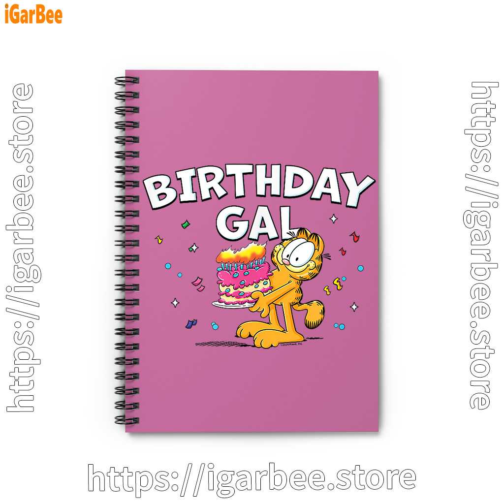 garfield birthday elebrating big chest pink notebook garfield birthday elebrating big chest pink notebook