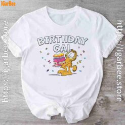 1 garfield birthday elebrating big chest white t shirt