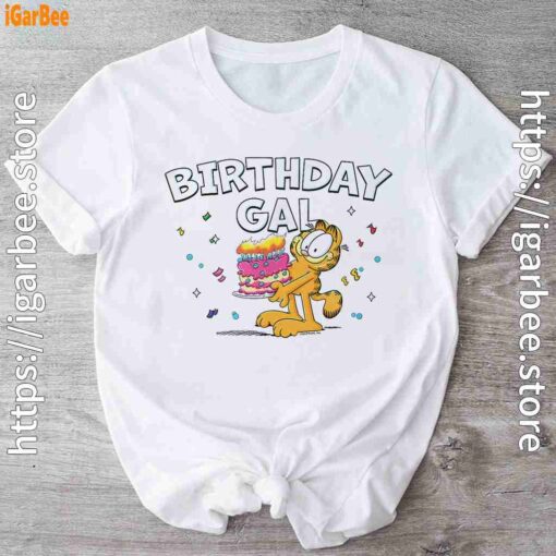 1 garfield birthday elebrating big chest white t shirt