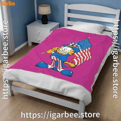 1 garfield black flag pink blanket