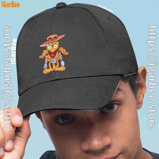 1 garfield cowboy with spoon and fork men black hat