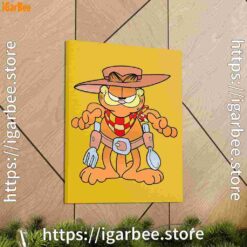 1 garfield cowboy with spoon and fork yellow canvas