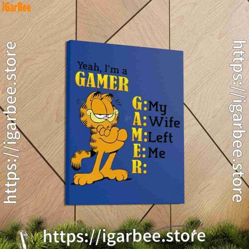 1 garfield gamer blue canvas