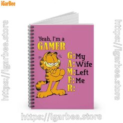 1 garfield gamer pink notebook