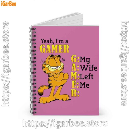 1 garfield gamer pink notebook