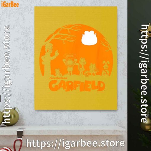 1 garfield halloween group shot nighttime spooky silhouette yellow canvas