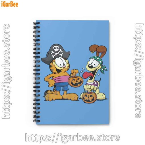 1 garfield halloween odie pirates blue notebook