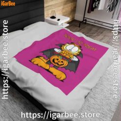 1 garfield halloween trick or treat pumpkin pink blanket
