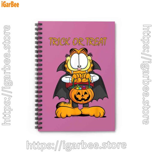 1 garfield halloween trick or treat pumpkin pink notebook