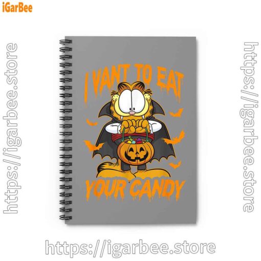 1 garfield halloween want to eat your candy brown notebook