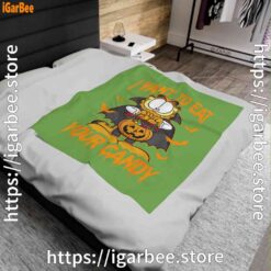 1 garfield halloween want to eat your candy green blanket