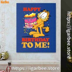 1 garfield happy birthday to me with cake blue canvas