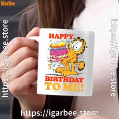 1 garfield happy birthday to me with cake white mug 15oz