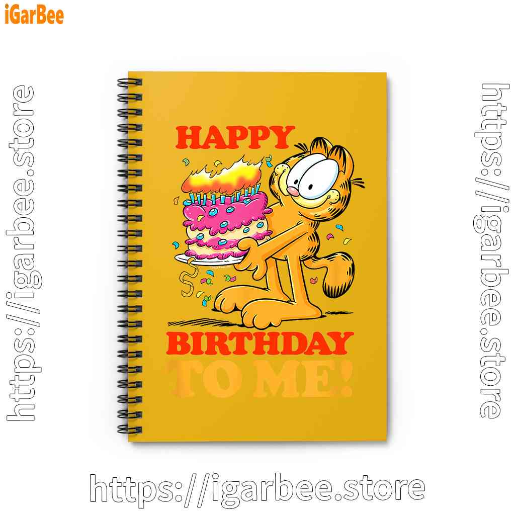 garfield happy birthday to me with cake yellow notebook garfield happy birthday to me with cake yellow notebook