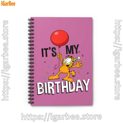 1 garfield its my birthday confetti celebration pink notebook