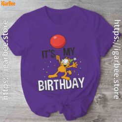 1 garfield its my birthday confetti celebration purple shirt
