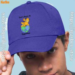 1 garfield let's save it together blue hat