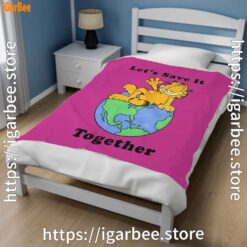 1 garfield let's save it together pink blanket