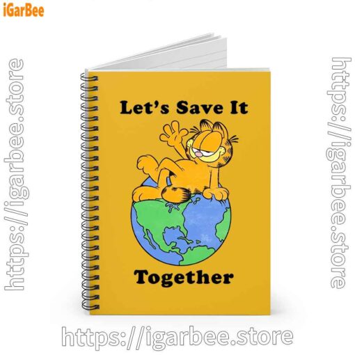 1 garfield let's save it together yellow notebook