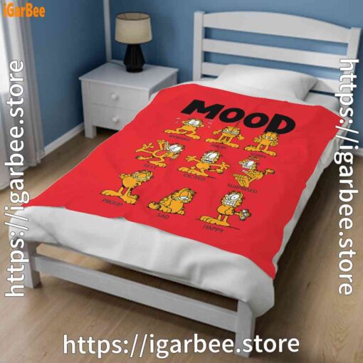 1 garfield mood red blanket