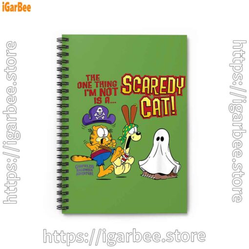 1 garfield scaredy cat halloween green notebook
