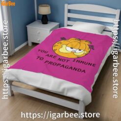 1 garfield you are not immune to propaganda pink blanket