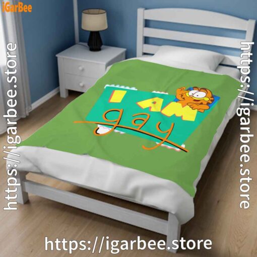 1 gay garfield green blanket