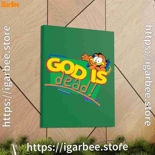 1 god is dead garfield green canvas
