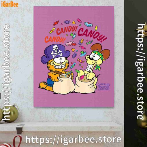 1 halloween garfield eat candy it’s lifestyle pink canvas